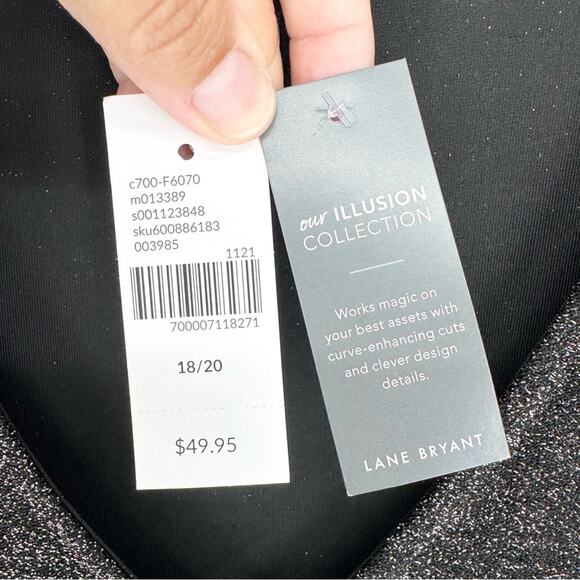 NWT Lane Bryant Twist-Front Shimmer Peplum Top Plus Sz 18/20 Cocktail Glam Bling - Picture 10 of 13